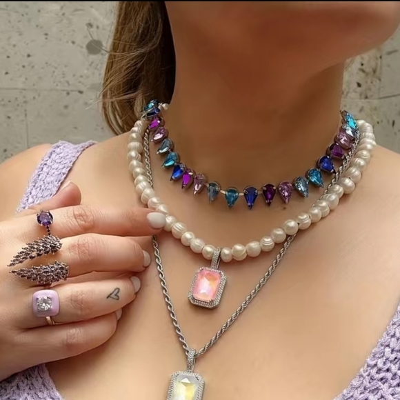 Rainbow Tennis Necklace - Picture 4 of 9